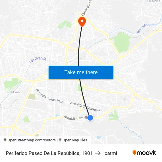 Periférico Paseo De La República, 1901 to Icatmi map