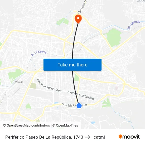 Periférico Paseo De La República, 1743 to Icatmi map