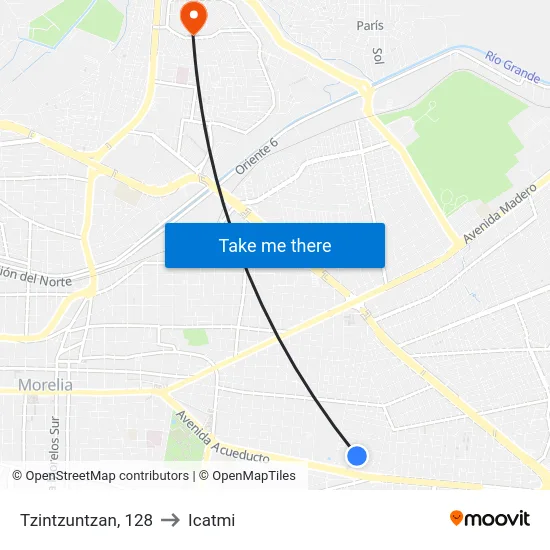 Tzintzuntzan, 128 to Icatmi map
