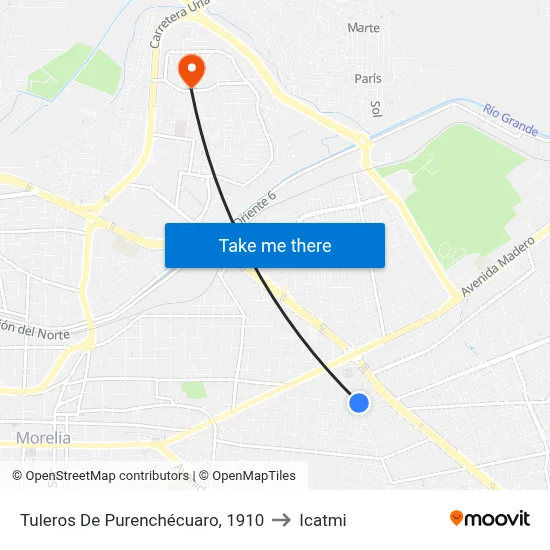 Tuleros De Purenchécuaro, 1910 to Icatmi map