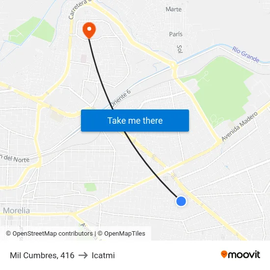 Mil Cumbres, 416 to Icatmi map