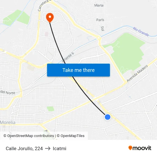 Calle Jorullo, 224 to Icatmi map