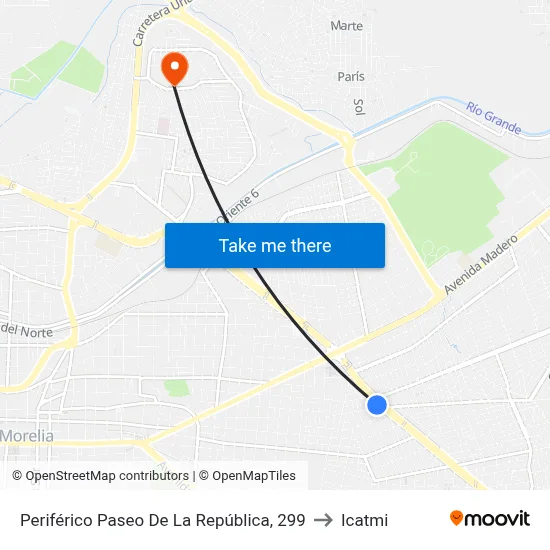 Periférico Paseo De La República, 299 to Icatmi map