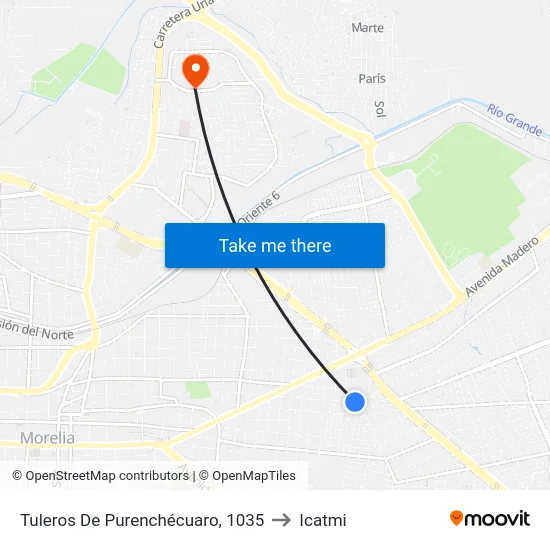 Tuleros De Purenchécuaro, 1035 to Icatmi map