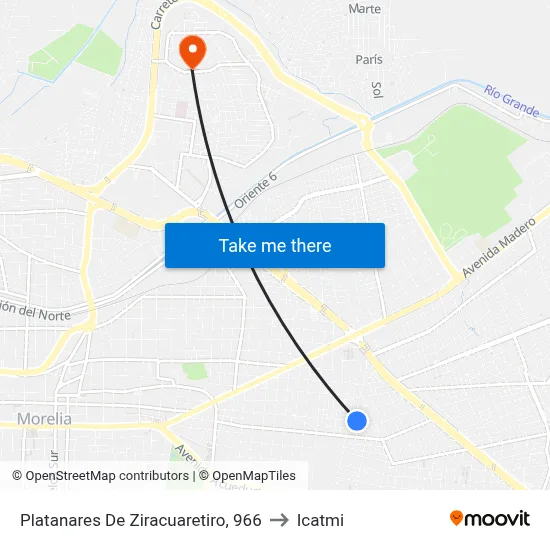 Platanares De Ziracuaretiro, 966 to Icatmi map