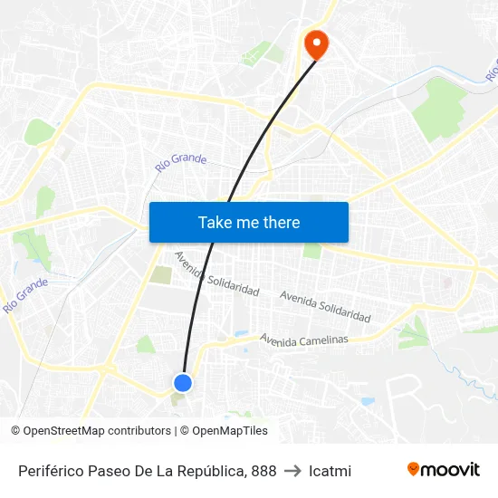 Periférico Paseo De La República, 888 to Icatmi map