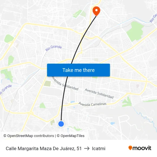 Calle Margarita Maza De Juárez, 51 to Icatmi map