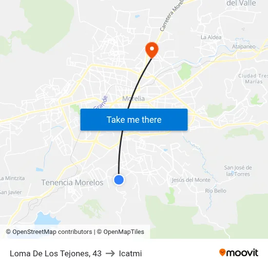 Loma De Los Tejones, 43 to Icatmi map