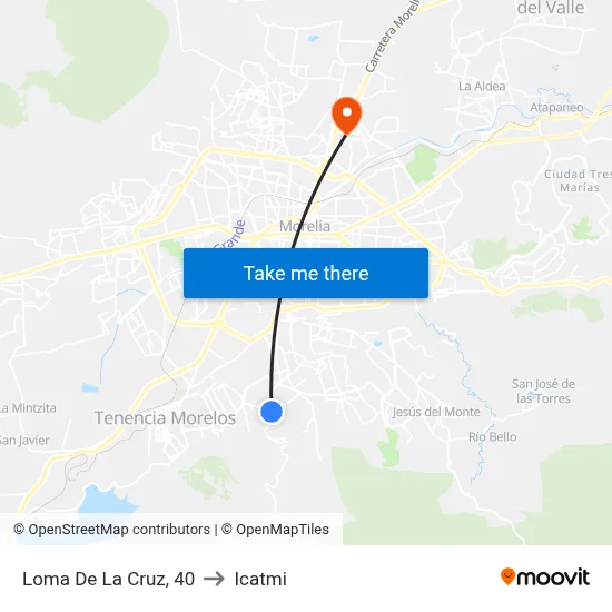 Loma De La Cruz, 40 to Icatmi map