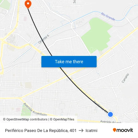 Periférico Paseo De La República, 401 to Icatmi map
