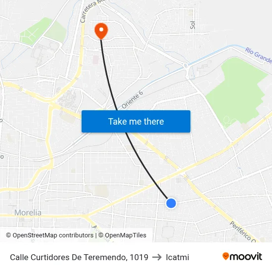 Calle Curtidores De Teremendo, 1019 to Icatmi map