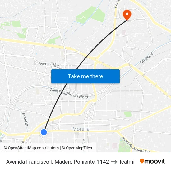 Avenida Francisco I. Madero Poniente, 1142 to Icatmi map