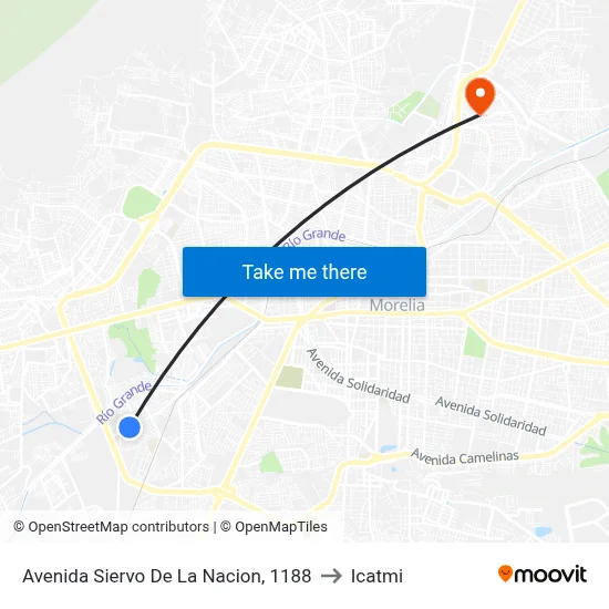 Avenida Siervo De La Nacion, 1188 to Icatmi map