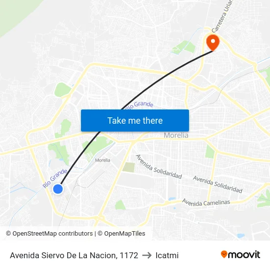Avenida Siervo De La Nacion, 1172 to Icatmi map