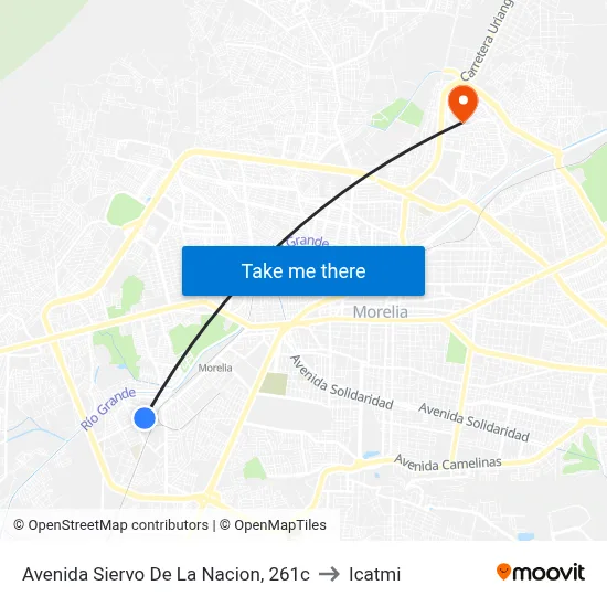 Avenida Siervo De La Nacion, 261c to Icatmi map