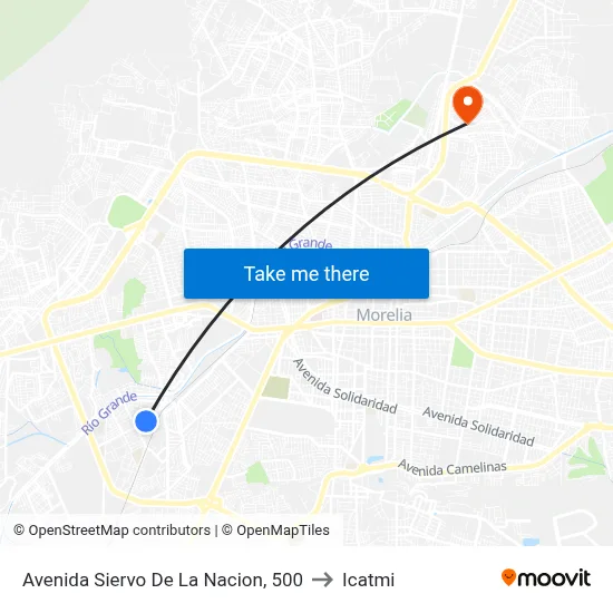 Avenida Siervo De La Nacion, 500 to Icatmi map