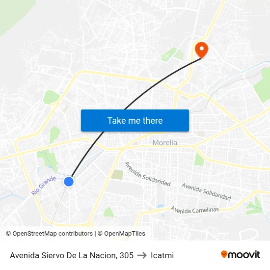 Avenida Siervo De La Nacion, 305 to Icatmi map