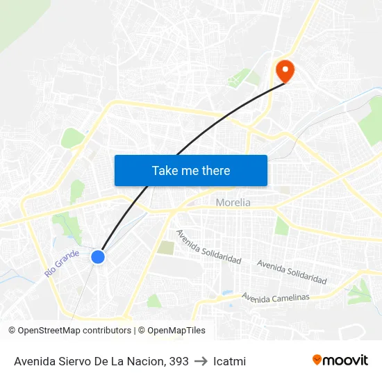Avenida Siervo De La Nacion, 393 to Icatmi map