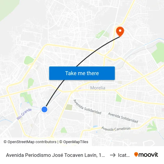 Avenida Periodismo José Tocaven Lavín, 1203 to Icatmi map