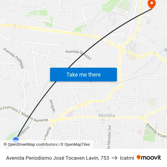 Avenida Periodismo José Tocaven Lavín, 753 to Icatmi map