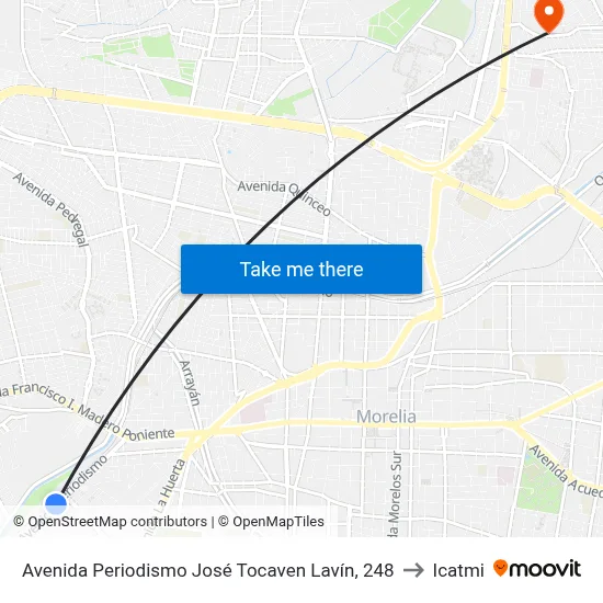 Avenida Periodismo José Tocaven Lavín, 248 to Icatmi map