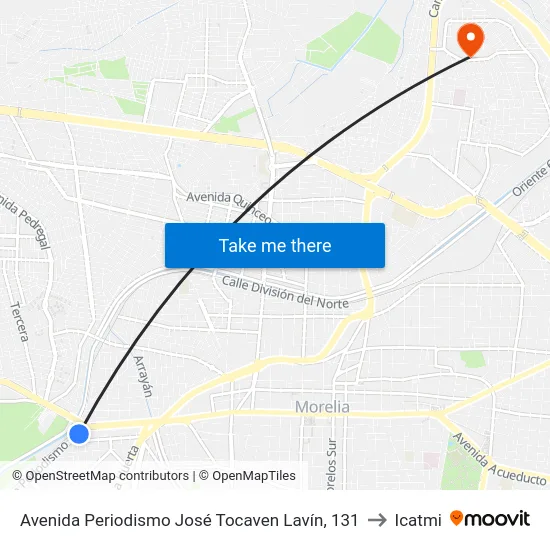 Avenida Periodismo José Tocaven Lavín, 131 to Icatmi map