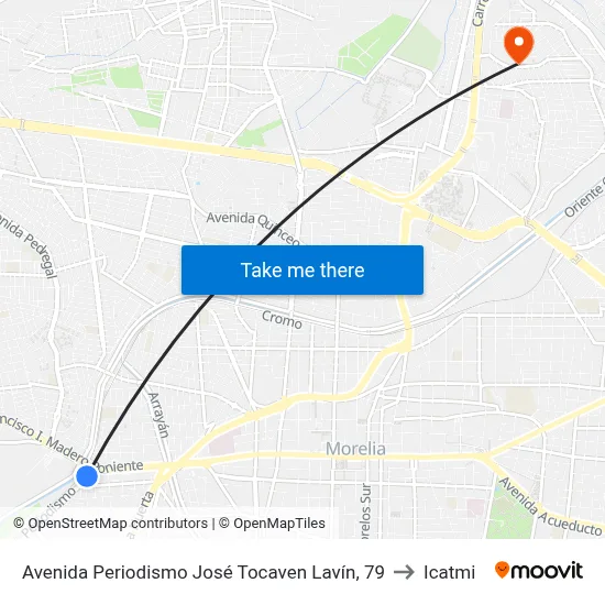 Avenida Periodismo José Tocaven Lavín, 79 to Icatmi map