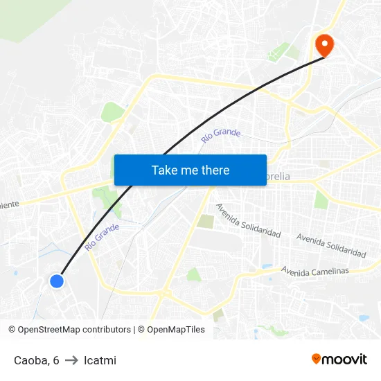 Caoba, 6 to Icatmi map