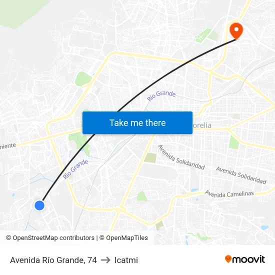 Avenida Río Grande, 74 to Icatmi map