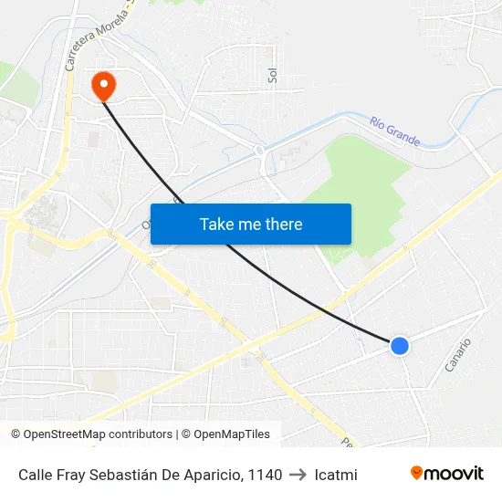 Calle Fray Sebastián De Aparicio, 1140 to Icatmi map