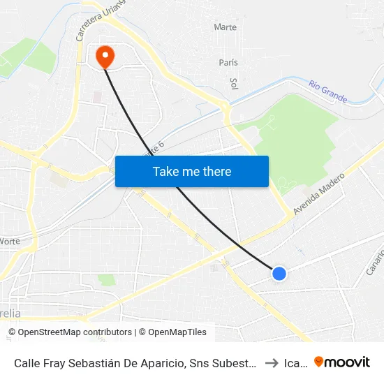 Calle Fray Sebastián De Aparicio, Sns Subestacion Abastos Cfe to Icatmi map