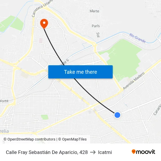 Calle Fray Sebastián De Aparicio, 428 to Icatmi map