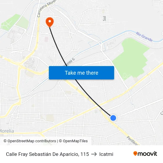 Calle Fray Sebastián De Aparicio, 115 to Icatmi map