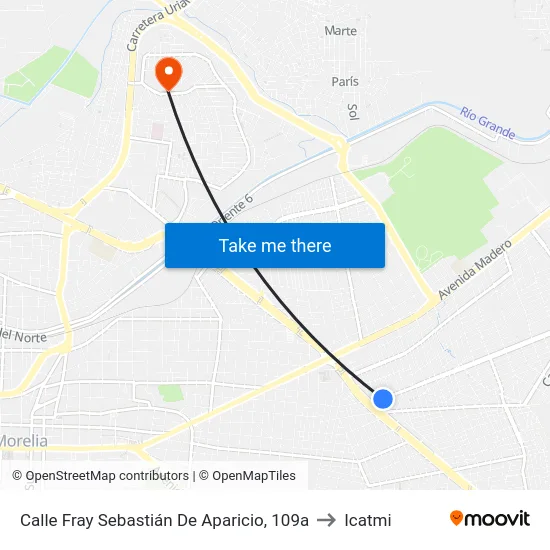 Calle Fray Sebastián De Aparicio, 109a to Icatmi map