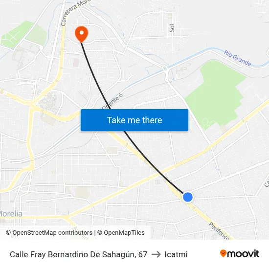 Calle Fray Bernardino De Sahagún, 67 to Icatmi map