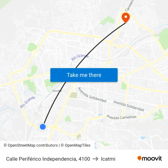 Calle Periférico Independencia, 4100 to Icatmi map