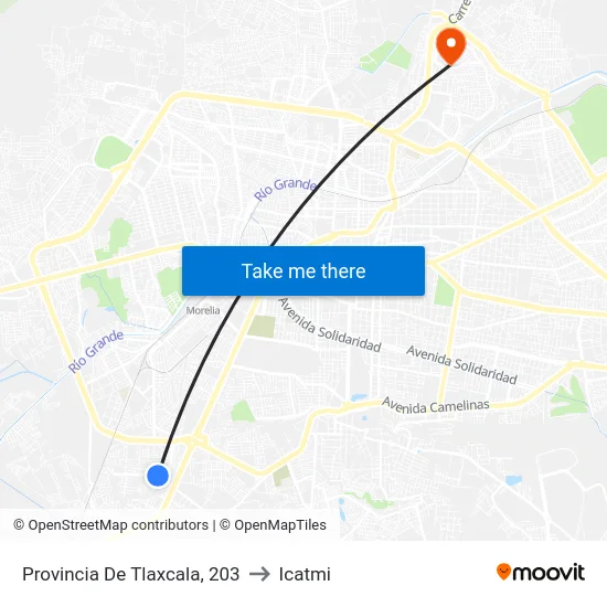 Provincia De Tlaxcala, 203 to Icatmi map