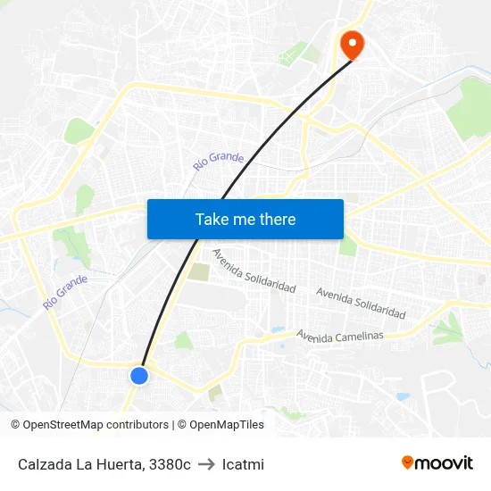 Calzada La Huerta, 3380c to Icatmi map