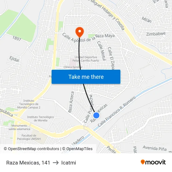 Raza Mexicas, 141 to Icatmi map