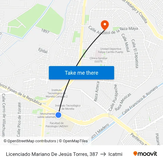 Licenciado Mariano De Jesús Torres, 387 to Icatmi map