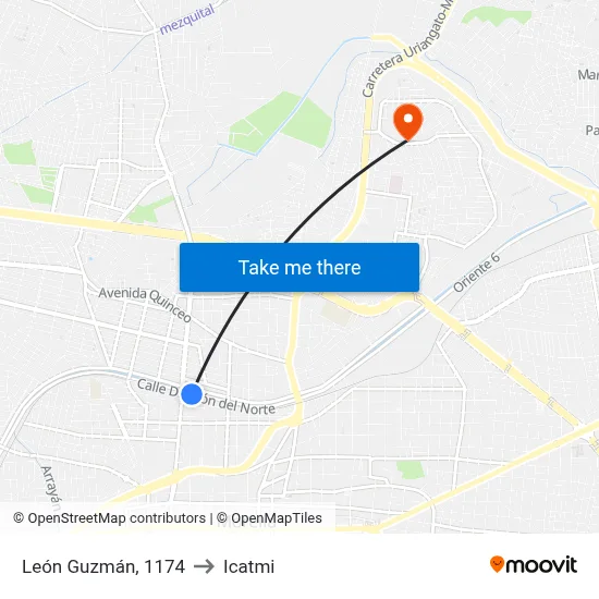 León Guzmán, 1174 to Icatmi map