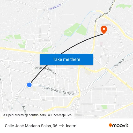 Calle José Mariano Salas, 36 to Icatmi map