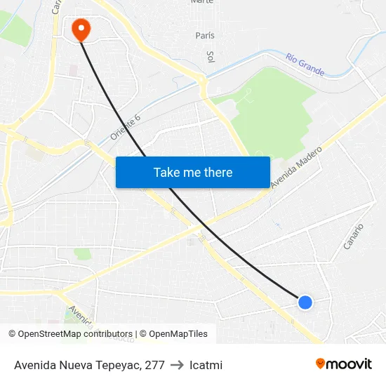 Avenida Nueva Tepeyac, 277 to Icatmi map