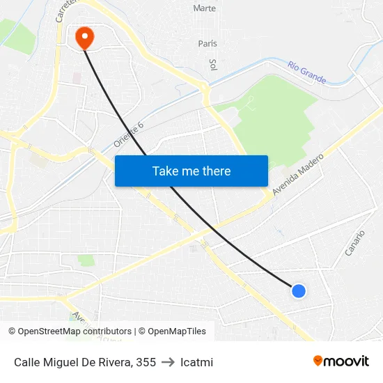 Calle Miguel De Rivera, 355 to Icatmi map