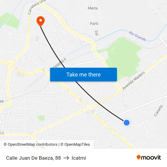 Calle Juan De Baeza, 88 to Icatmi map
