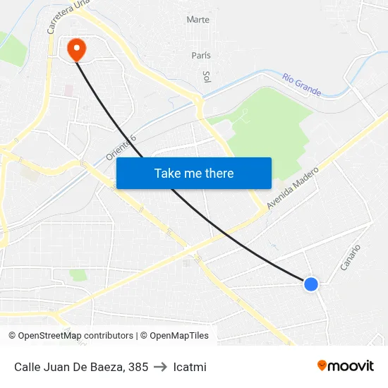 Calle Juan De Baeza, 385 to Icatmi map
