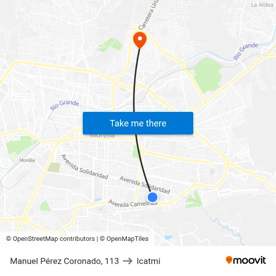Manuel Pérez Coronado, 113 to Icatmi map