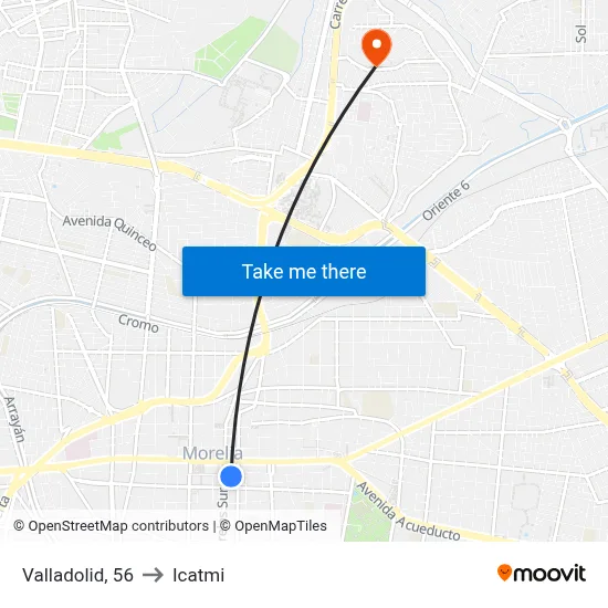Valladolid, 56 to Icatmi map