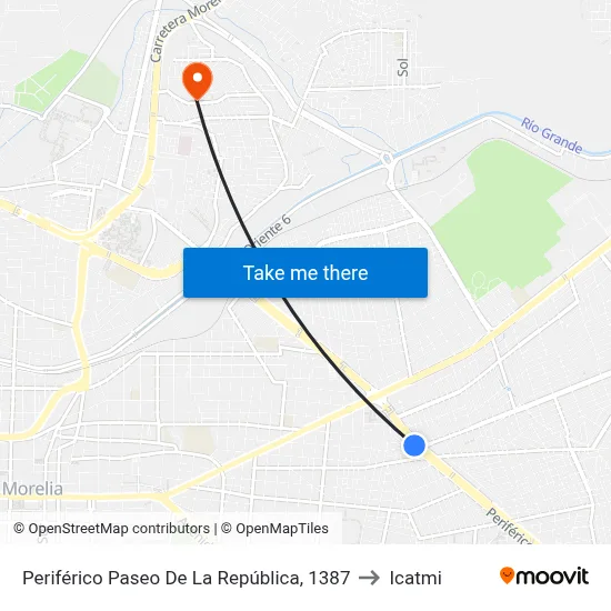 Periférico Paseo De La República, 1387 to Icatmi map