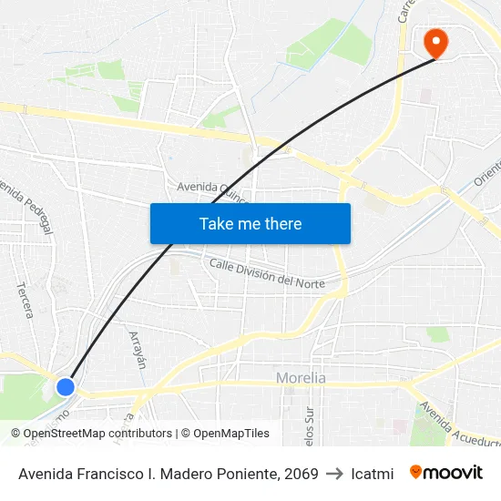 Avenida Francisco I. Madero Poniente, 2069 to Icatmi map
